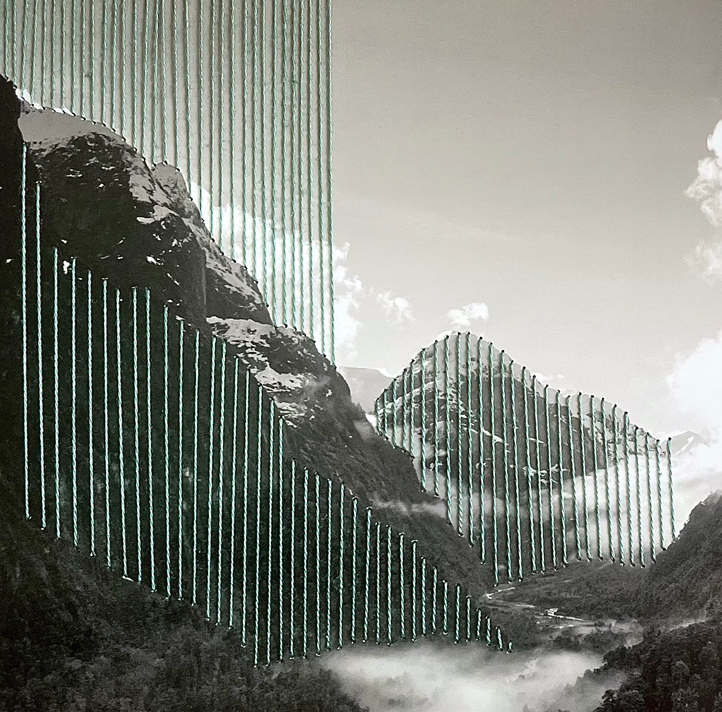 Broderie photo en noir et blanc